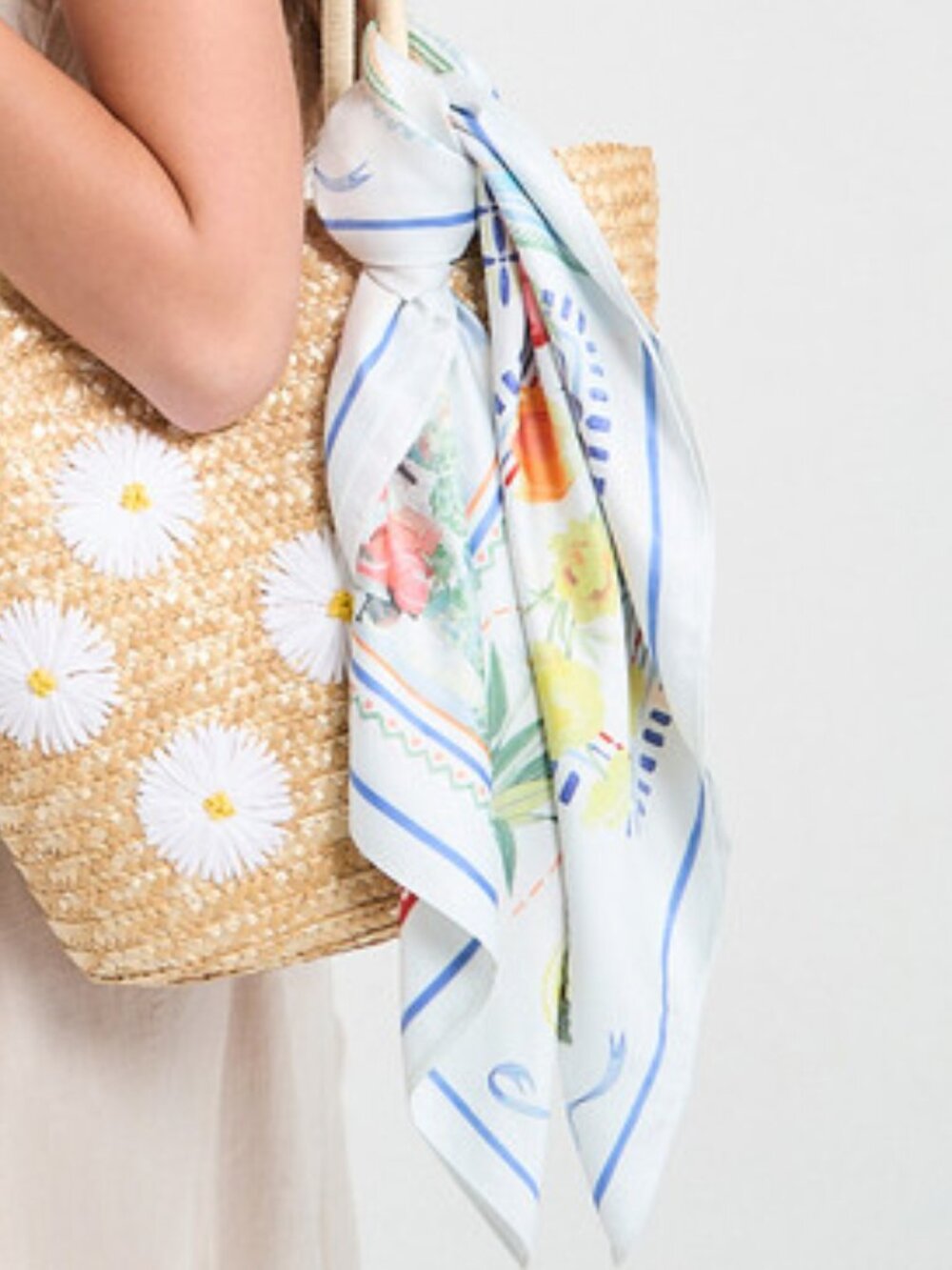 Satin Scarf with Postcard Print